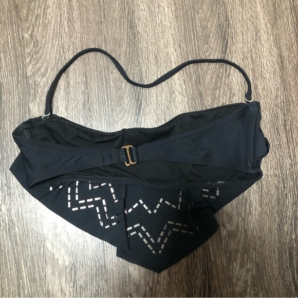 Mossimo Black Laser Cut Bandeau Bikini Top - Removable Halter Strap - Size M - Picture 4 of 6